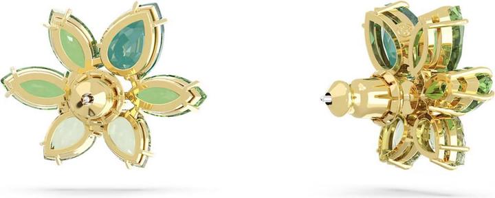 Actual product image Swarovski Gema Stud Earrings Various Cuts Flower Green Gold (Swarovski Metal)