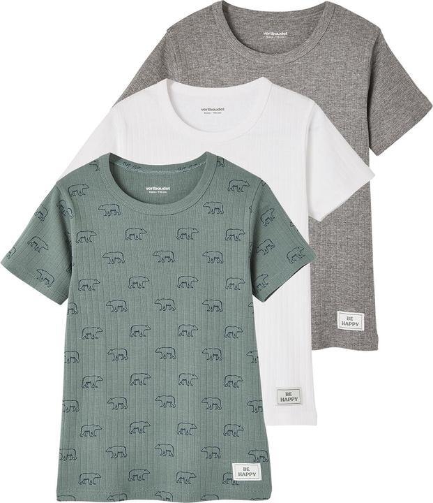 Actual product image Vertbaudet 3-pack of boys' ribbed T-shirts, bears (86, pack of 3)