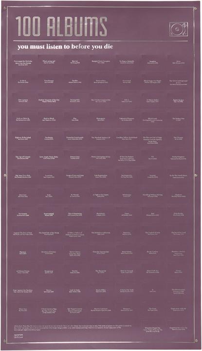 Interactive 100 most legendary ablums to listen to (35 x 64 cm)