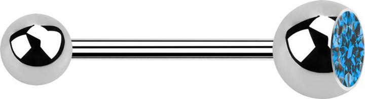 Image du produit Star Piercing Micro Barbell argent avec boule et cristal boule bleu clair (Acier chirurgical 316L, sans laiton)