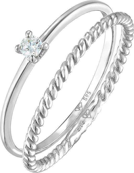Actual product image Elli DIAMONDS Ring Diamond (0.06 ct) Solitaire Band Ring 585 White Gold (58, 950 Palladium)
