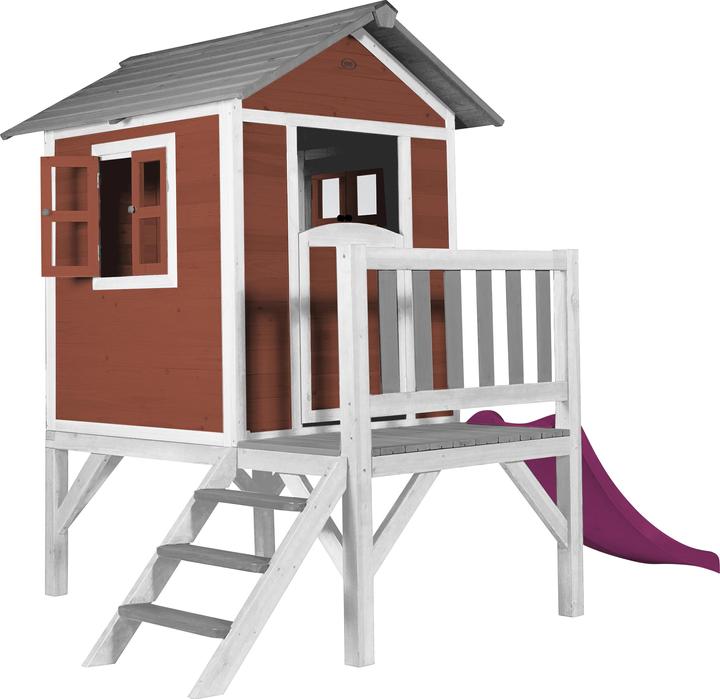 Image du produit Axi Lodge XL Maison de jeu Scandinave Rouge - Toboggan Violet