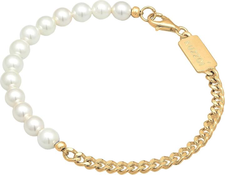 Kuzzoi Armband Männer Panzerkette Massiv Perlen 925 Silber
