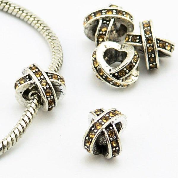 Produktbild Hermex X - Bead versilbert 925 mit Strass - Silbrig Gelb (Metalllegierung)