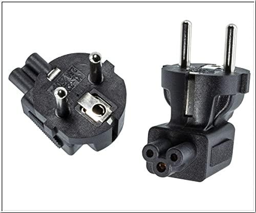 Actual product image Dinic Power adapter, mains adapter CEE 7/7 to C5 Mickey Mouse 90°