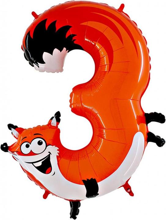 Image du produit Grabo Ballon aluminium renard, chiffre 3 (1 x)