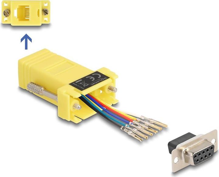 Produktbild Delock D-Sub 9 Pin Buchse zu RJ12 Buchse Montagesatz gelb (0.03 m, RJ-11)