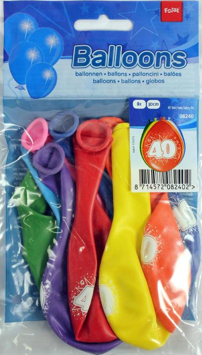 Produktbild Folat Anzahl Luftballons 40 Jahre (8 x)