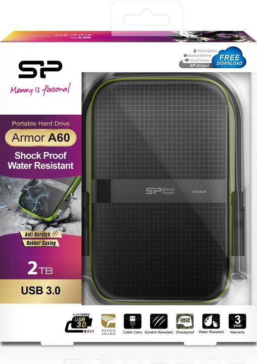 Actual product image Silicon Power Armor A60 2TB USB 3.0 2.5 SP020TBPHDA60S (2 TB)
