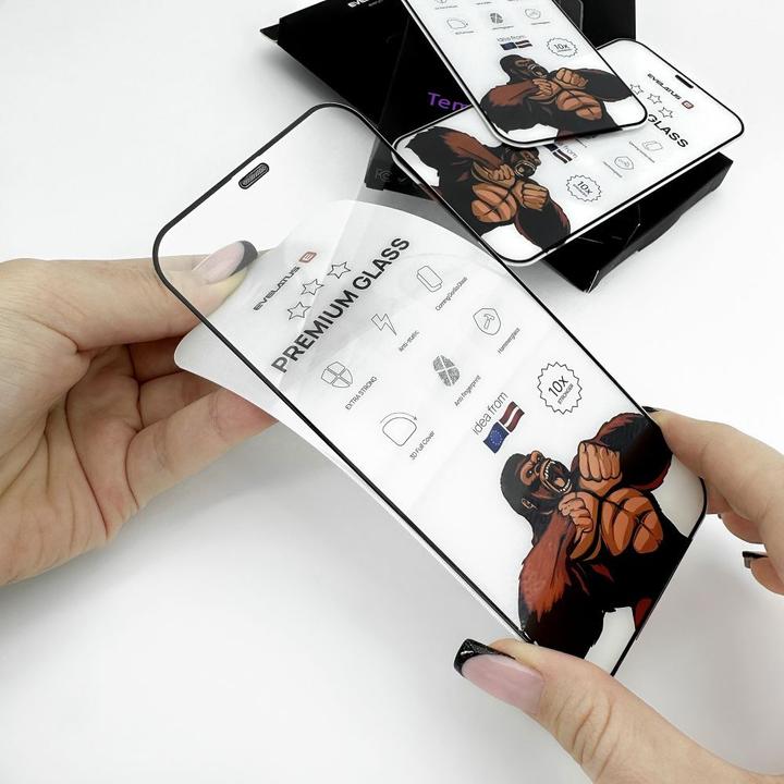 Actual product image Evelatus iPhone 12/12 Pro Corning Gorilla Glass Anti-Static 3D Full Cover 10X Stronger (1 Piece, Apple iPhone 12, Realme 12 Pro+)