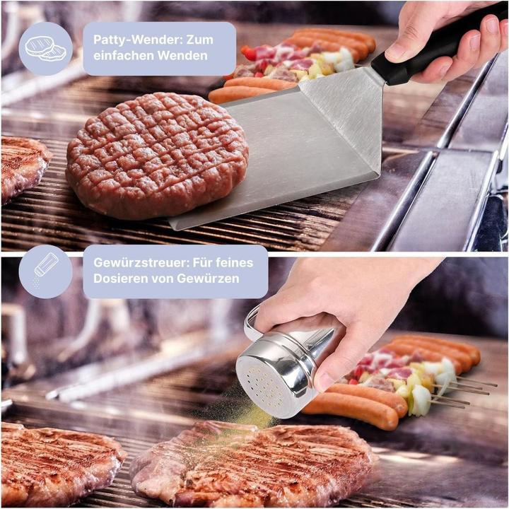 Image du produit Hermex 5-tlg. Burger-Set Burgerpresse Schmelzglocke Patty-Wender Ei-Ring Streuer