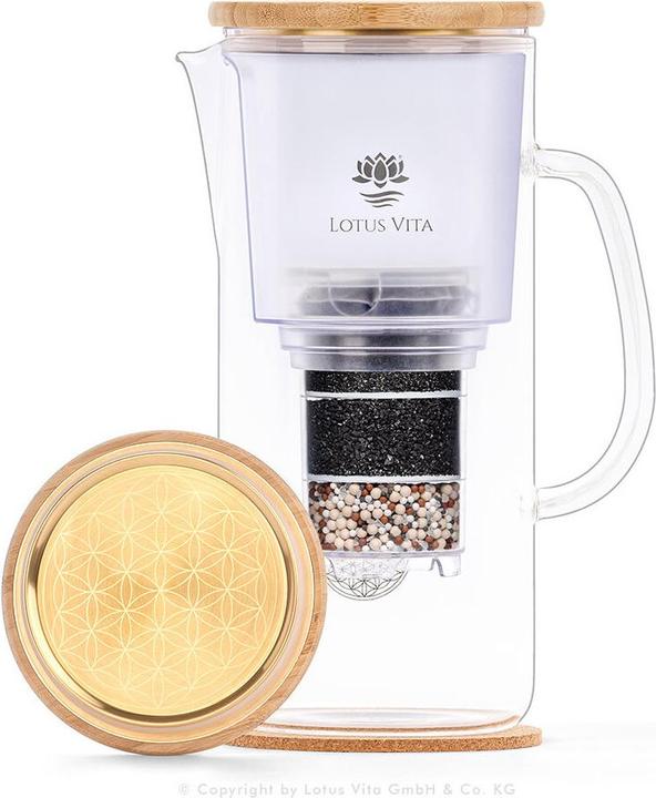 Lotus Vita Caraffa filtrante in vetro Enya Natura Plus Edizione Oro 24K