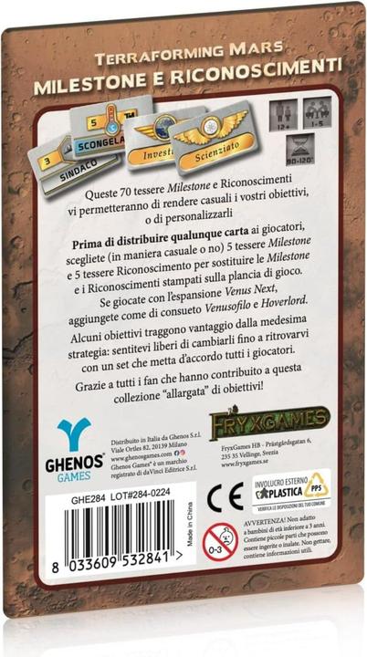 Voedingswaarden en ingrediënten Ghenos Games Terravorming Van Mars - Mijlpalen En Prijzen - Dag één 29/10