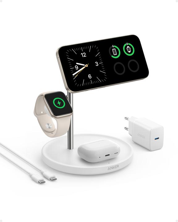 Actual product image Anker Stacja magnetyczna MagGo 15W 3-in-1 Biała (15 W)