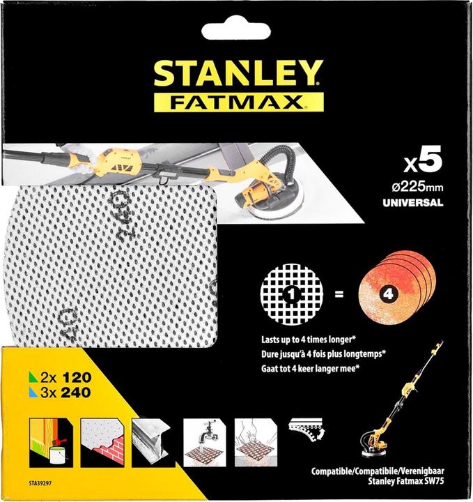 Image du produit Stanley MESH DISC 225MM STA39297-XJ 5PCS (2x 120, 3x 240)
