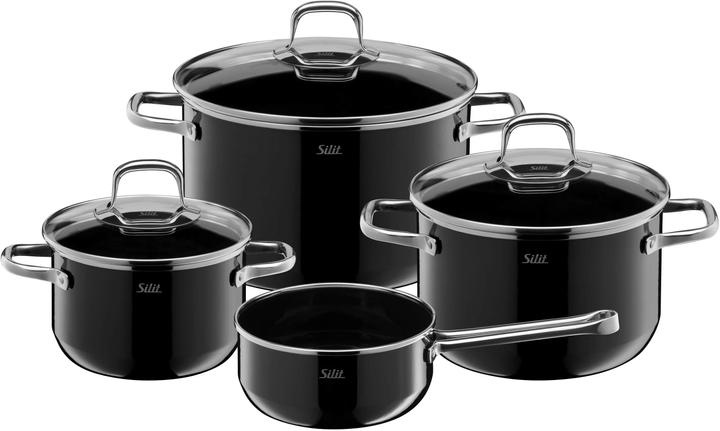 Silit Topfset Induktion Kochtopfset 4tlg Glasdeckel Elegance Line Silargan (24 cm, Pfannenset + Topfset, Edelstahl)