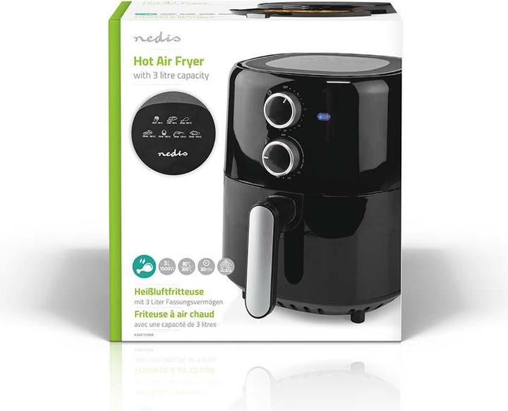 Produktbild Nedis Heissluft Friteuse | 3 l | Timer: 30 min | Analog | Schwarz (EU-Stecker)