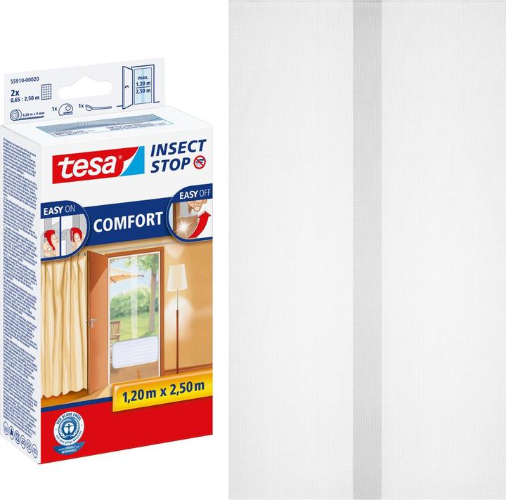 tesa Moustiquaire COMFORT pour fenêtres, avec bande Velcro, autocollante, sans perçage