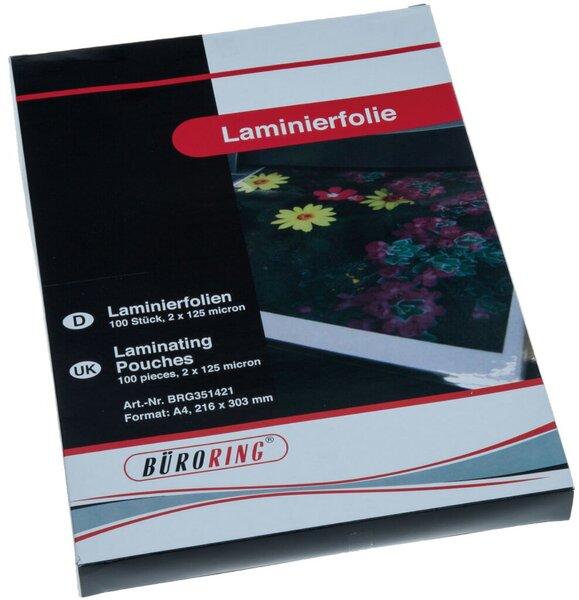 Actual product image Büroring Laminierfolie, DIN A4, 125 Mikron, 100 Stück (A4, 100 Piece, 125 µm)