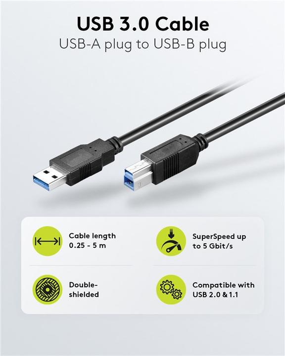 Produktbild Goobay USB A — USB B (0.25 m, USB 3.2 Gen 1, 15 W)