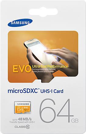 Actual product image Samsung EVO microSDXC with adapter (64 GB, microSDXC, U1, UHS-I)
