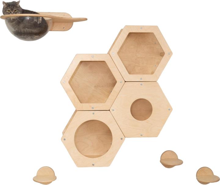 Actual product image Wowhelperco Aire de jeux murale pour chats 8 pièces (Nature)