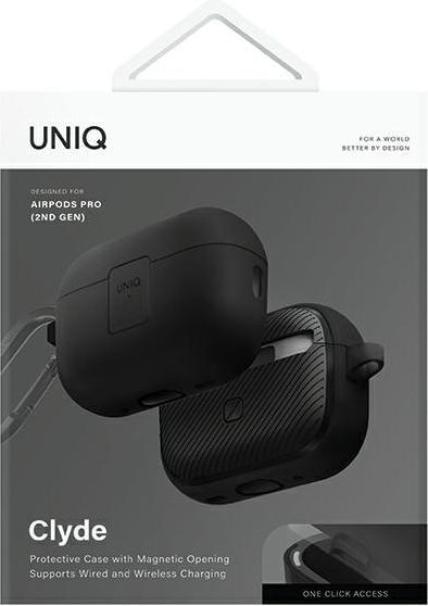 Produktbild Uniq etui Clyde Lock Case AirPods Pro 2 (2022/2023) czarno-ciemnoszary/charcoal-dark grey (Kopfhörer Tasche)