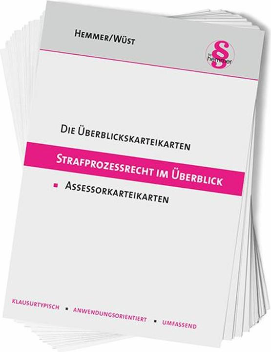 Actual product image Die Überblickskarteikarten Strafprozessrecht (StPO) im Überblick (German, Achim Wüst, Karl-Edmund Hemmer, Bernd, 2024)