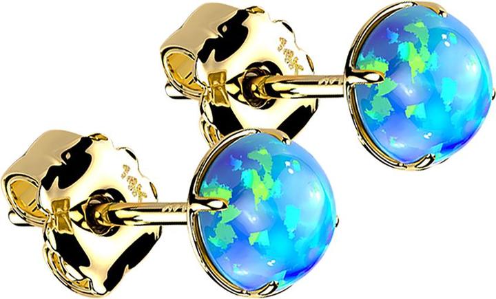 Produktbild Star Piercing Ohrstecker 14k gold mit Opal blau (ohne Messing, 14k Gold)