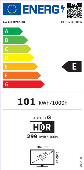 Energie-Label LG OLED77G58LW (77", OLED, 4K, 2025)