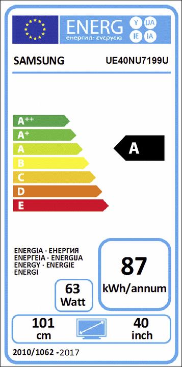 Energie-Label Samsung UE40NU7199 (40", LCD, 4K, 2018)