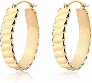 Produktbild Sagapo S'AgapÃµ - Decent Gold Plated Chunky SHK58 Hoop Earrings