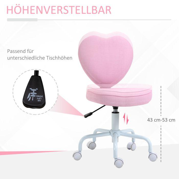 Image du produit Swisshandel24 Fauteuil de direction Chaise d'ordinateur en forme de coeur Rose Tissu en lin