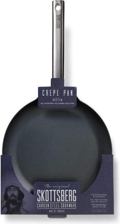 Produktbild Skottsberg Crepe Pfanne Carbonstahl, 27 cm Durchmesser, Edelstahlgriff (27 cm, Crêpe Pfanne)
