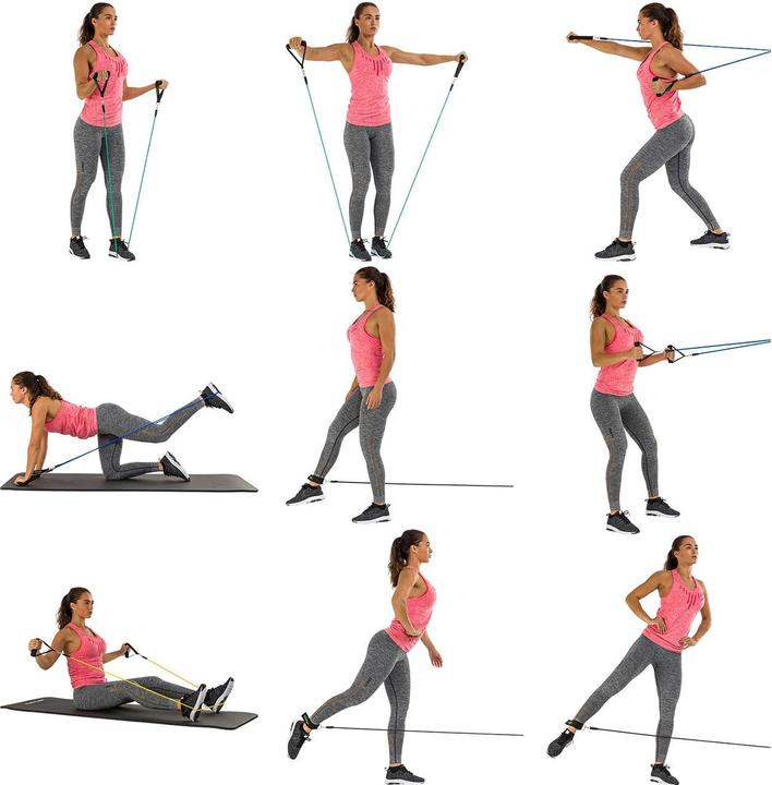 Produktbild Tunturi Multifunktionales Widerstandsbänder Set - Resistance Band Set (1.20 m, Stark, Extra Stark, Mittel, Extra Leicht, Leicht)
