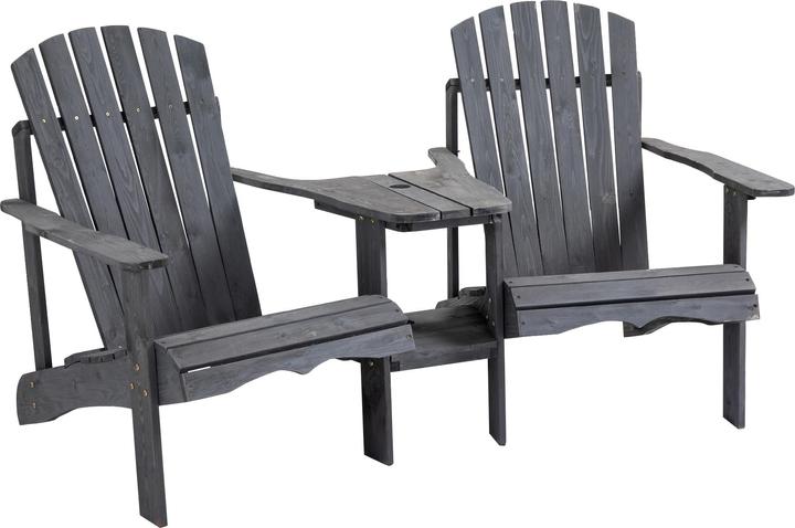 Outsunny Gartenbank mit Tisch und Schirmloch