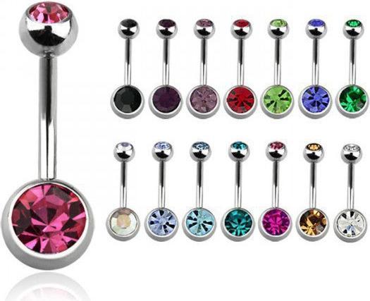 Actual product image Hermex 1.6mm 316L Surgical Steel Belly Piercing with Zirconia - Purple (Zirconia, Surgical steel 316L)
