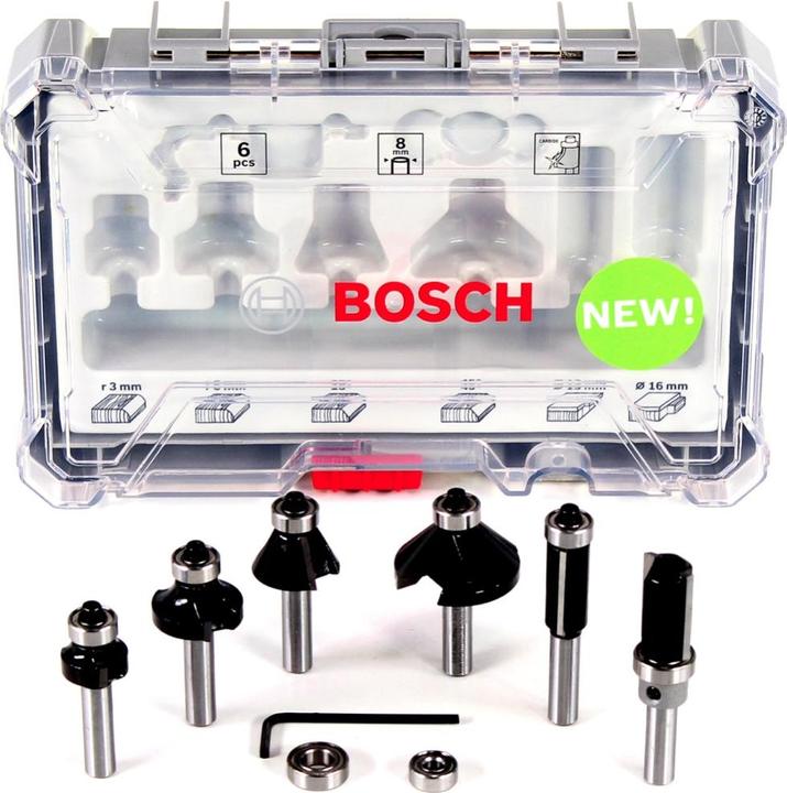 Actual product image Bosch Professional Zubehör Set of edge milling cutters. 8 mm shank. 6-piece