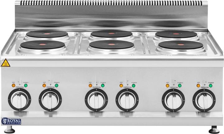 Actual product image Royal Catering Commercial Electric Cooker - 12 kW - 6 plates - 90 x 65 cm - Pro 650 Series -