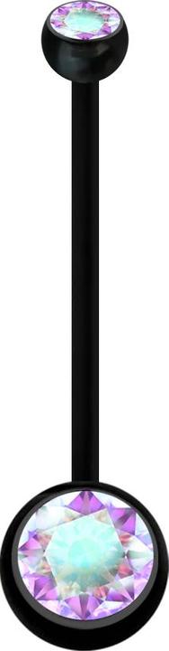 Produktbild Star Piercing Banane Schwangerschaft schwarz mit zwei Kugeln Kristall multicolor (Bioflex, ohne Messing)