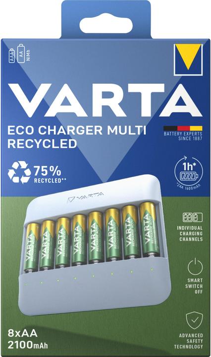 Produktbild Varta Eco Charger Multi (1 Stk., HR6, AA, AAA, 1600 mAh, Ladegerät inkl. Akku)