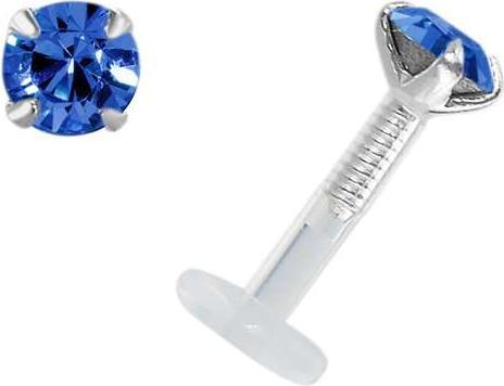 Image du produit Bijouteria Piercing pour lèvre/Tragus (Bioplastique, Argent 925, Cristal Swarovski)
