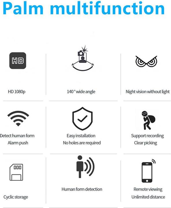 Produktbild Werkstein Mini WiFi IP Kamera FullHD 1080p, Nachtsicht, Micro SD, iOS/Android (1920 x 1080 Pixels)