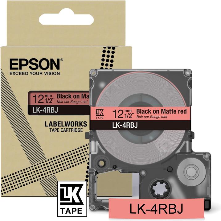 Epson Matte Red/Black 12mm LK-4RBJ (1.20 cm, Red)