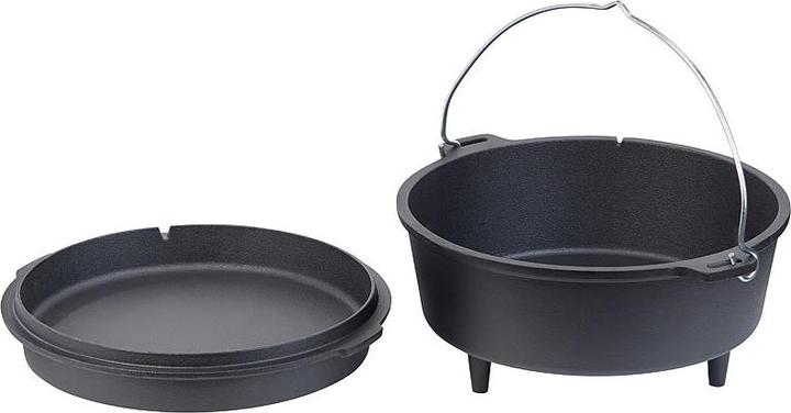 Image du produit Rosenstein & Söhne Dutch Oven en fonte avec pieds, couvercle et poêle 2en1, 6 l