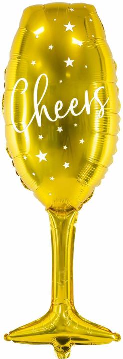 Partydeco Bicchiere da champagne Alu Balloon Golden (80 cm) (1 x)