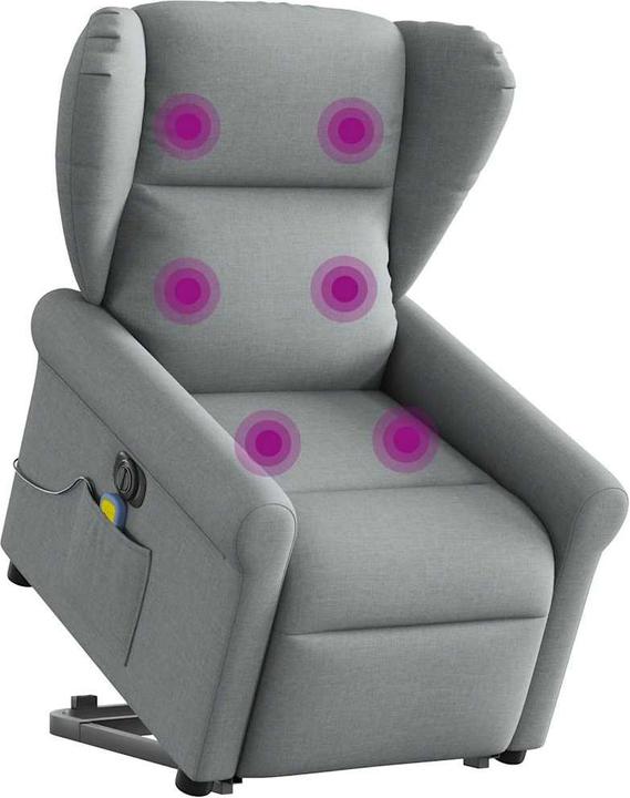 Produktbild VidaXL Elektrischer Massagesessel mit Aufstehhilfe Hellgrau Stoff