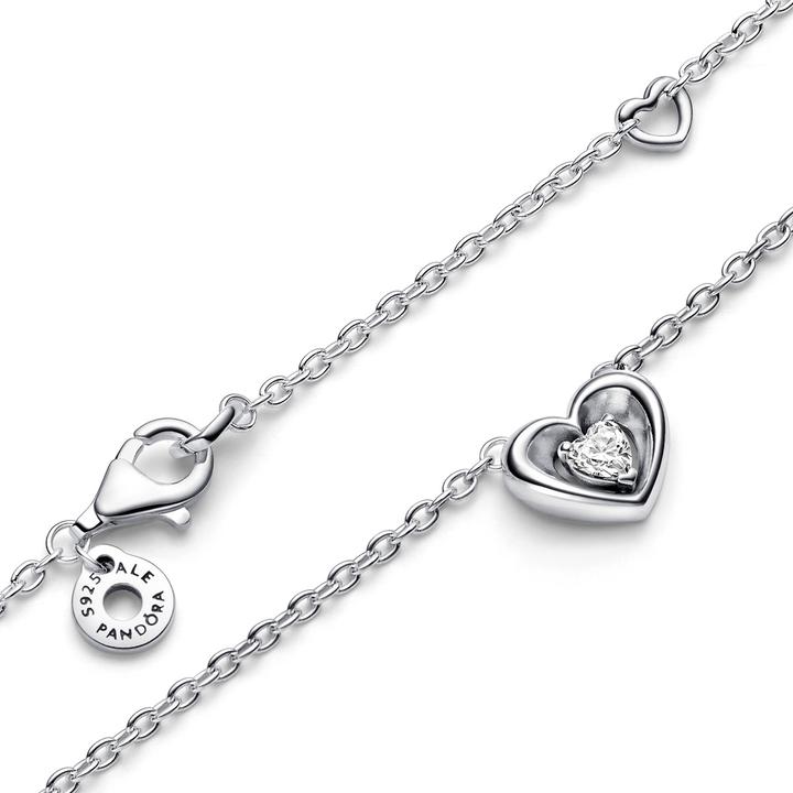 Produktbild Pandora Strahlendes Herz & Schwebender Stein Halskette (Sterling Silber 925, 45 cm)