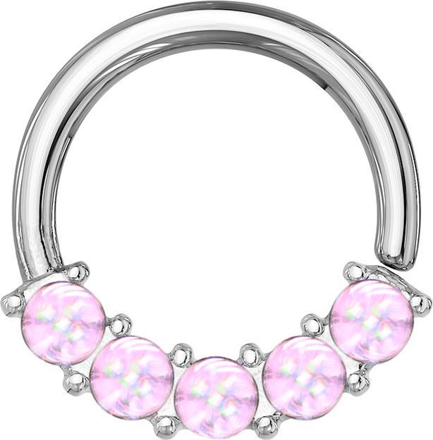 Produktbild Star Piercing Micro Piercing Ring silber front fünf Epoxidsteinen violett (Chirurgenstahl 316L, ohne Messing)