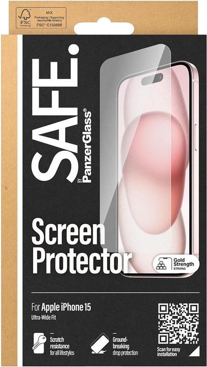 Actual product image PanzerGlass SAFE. Screen Protector Ultra-Wide Fit (1 Piece, Apple iPhone 15)